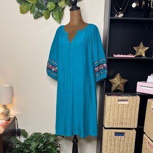The Pioneer Woman Turquoise Embroidered Dress